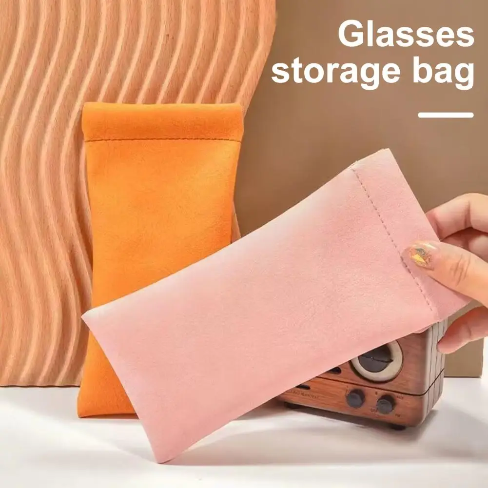 

2 Pcs Sunglasses Pouch Soft Auto-Closing Spectacle Bag Stylish Faux Leather Lining Glasses Bag Microfiber Screen Cleaning Bags