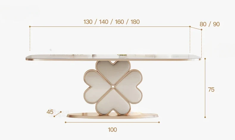 Light luxury rock plate dining table, modern and simple Nordic cream style household small unit high-end rectangular  table