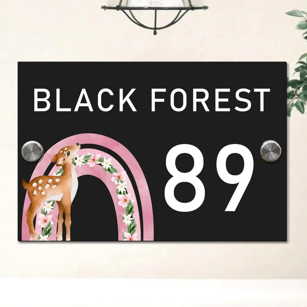 

Изготовленная на заказ акриловая доска для дома с радужным оленем, играющий дизайн - табличка с адресом сада, современный стиль, новый домашний уличный декор