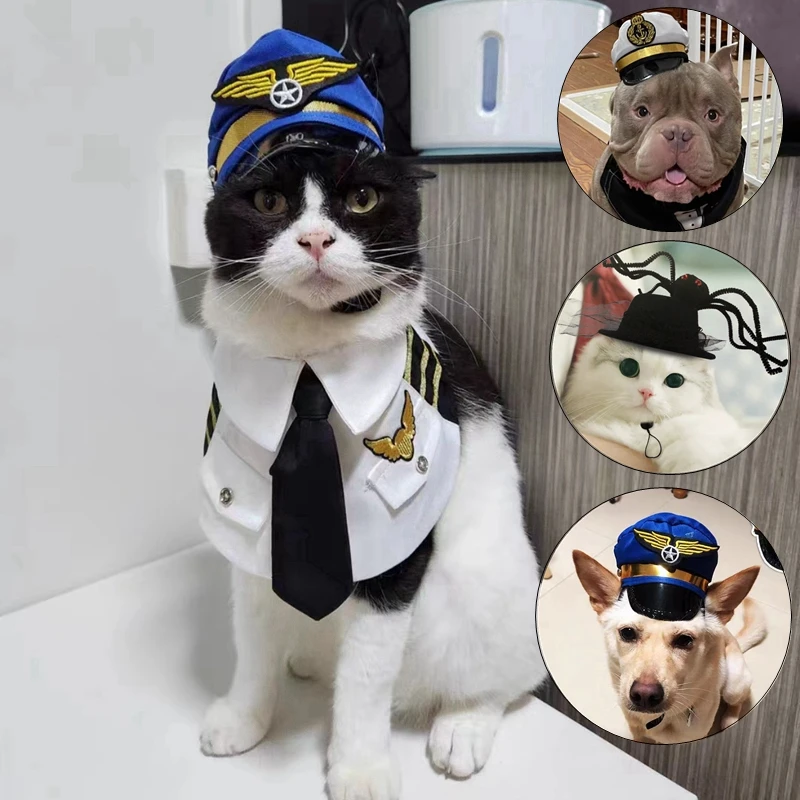 Halloween Pet Cat Dog Cap Funny Pet Product For Photography Cosplay Police Hat Holiday Costume Chihuahua Yorkshire Accessories