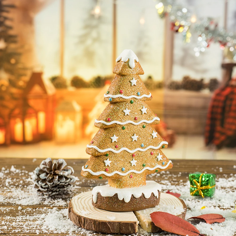 

Christmas Gingerbread Tree Resin Mini Xmas Holiday Tabletop Cookie Village Decoration Festive Christmas Decor Gingerbread Decor