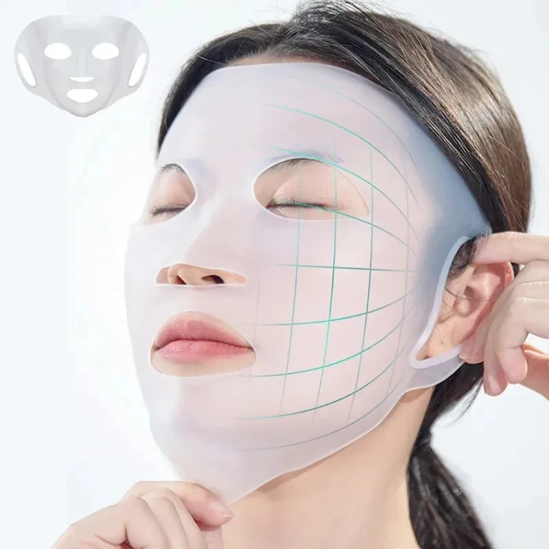 3D Silikon Gesichtsmaske Frauen Hautpflege Feuchtigkeitsspendende Lifting Straffende Anti Falten Wiederverwendbare Gel Blatt Maske Gesichts Hautpflege Werkzeug