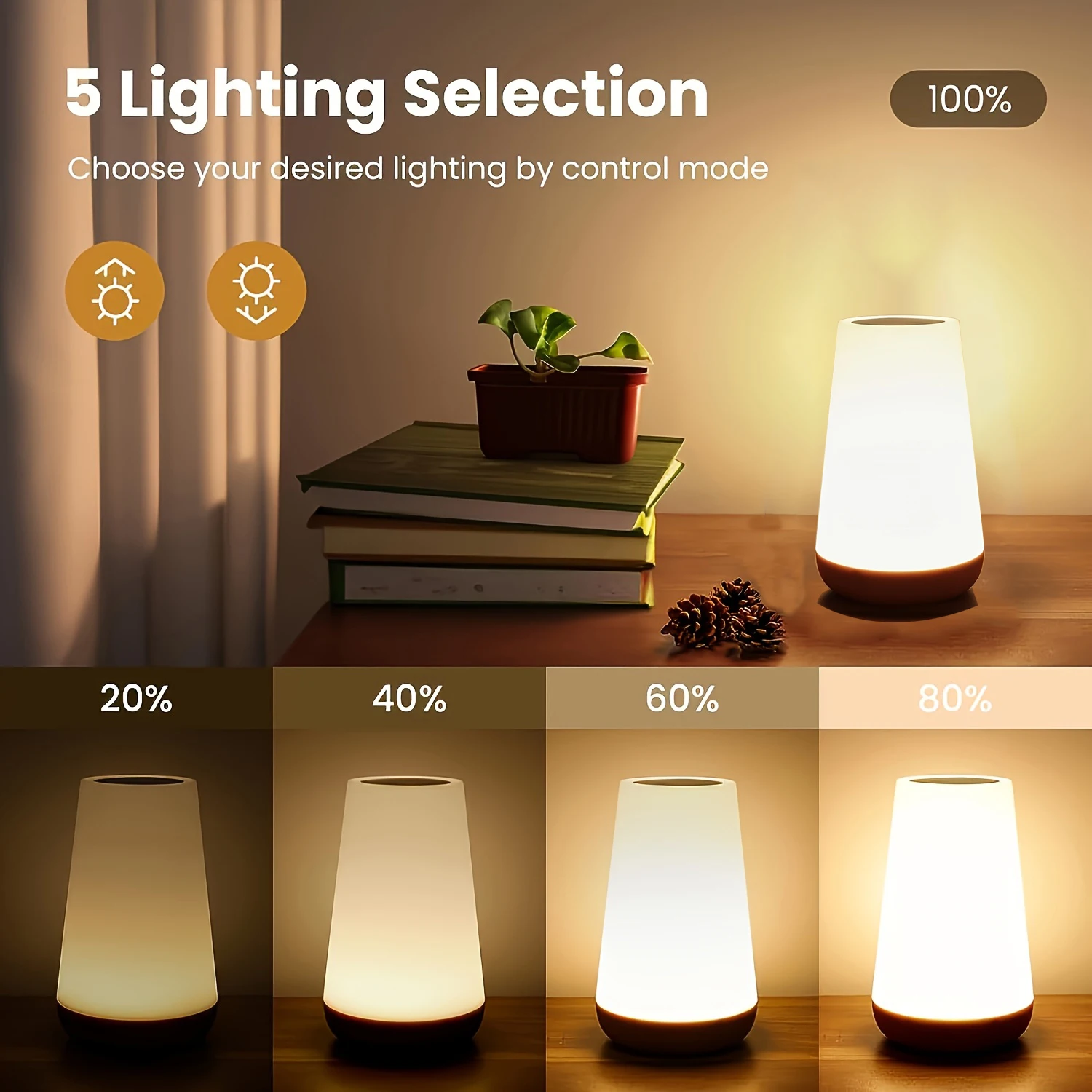 Smart Touch Night Light with Remote Control Adjustable 13 Lighting Modes Features Timer Shutdown USB Rechargeable