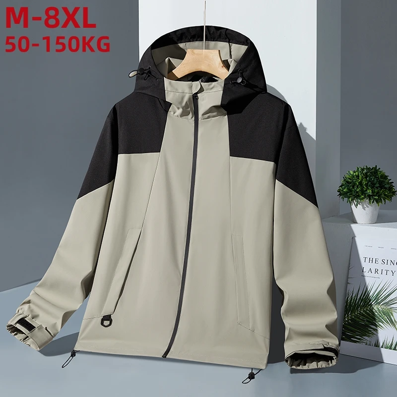 2024 New Plus Size 7xl 8xl Men Outdoor Jackets Large Spring Autumn Winter Jacket Waterproof Windproof Outwear Windbreakers Male