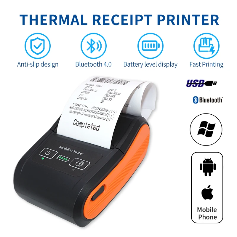 Hot selling High performance 58MM  Mobile Portable  Wireless Bluetooth Type-c Handheld  Thermal Receipt Printer For Receipt