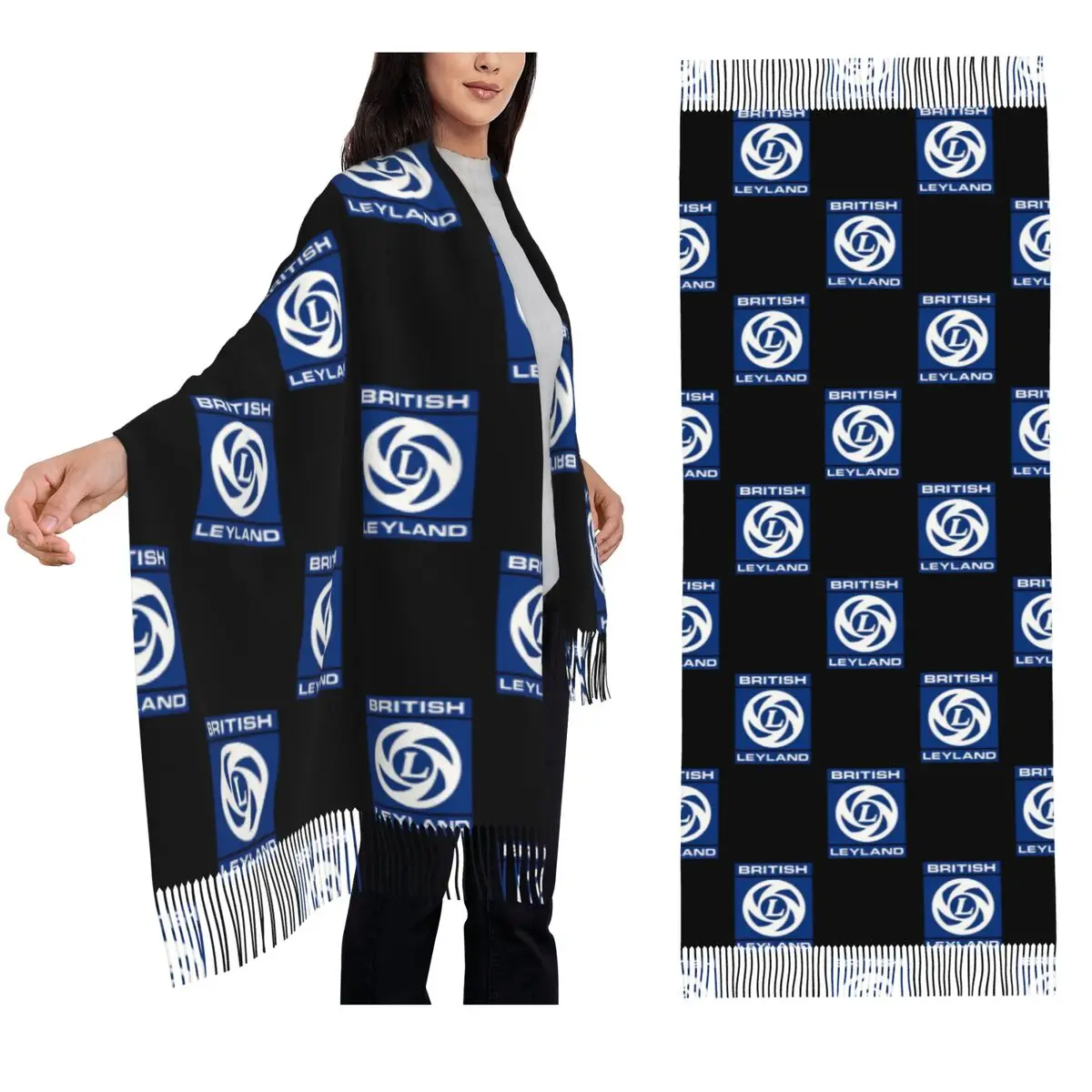 

Британский шарф с логотипом Leyland, шарфы с кисточками для женщин, мягкие теплые шали и накидки, длинная осенне-зимняя шаль