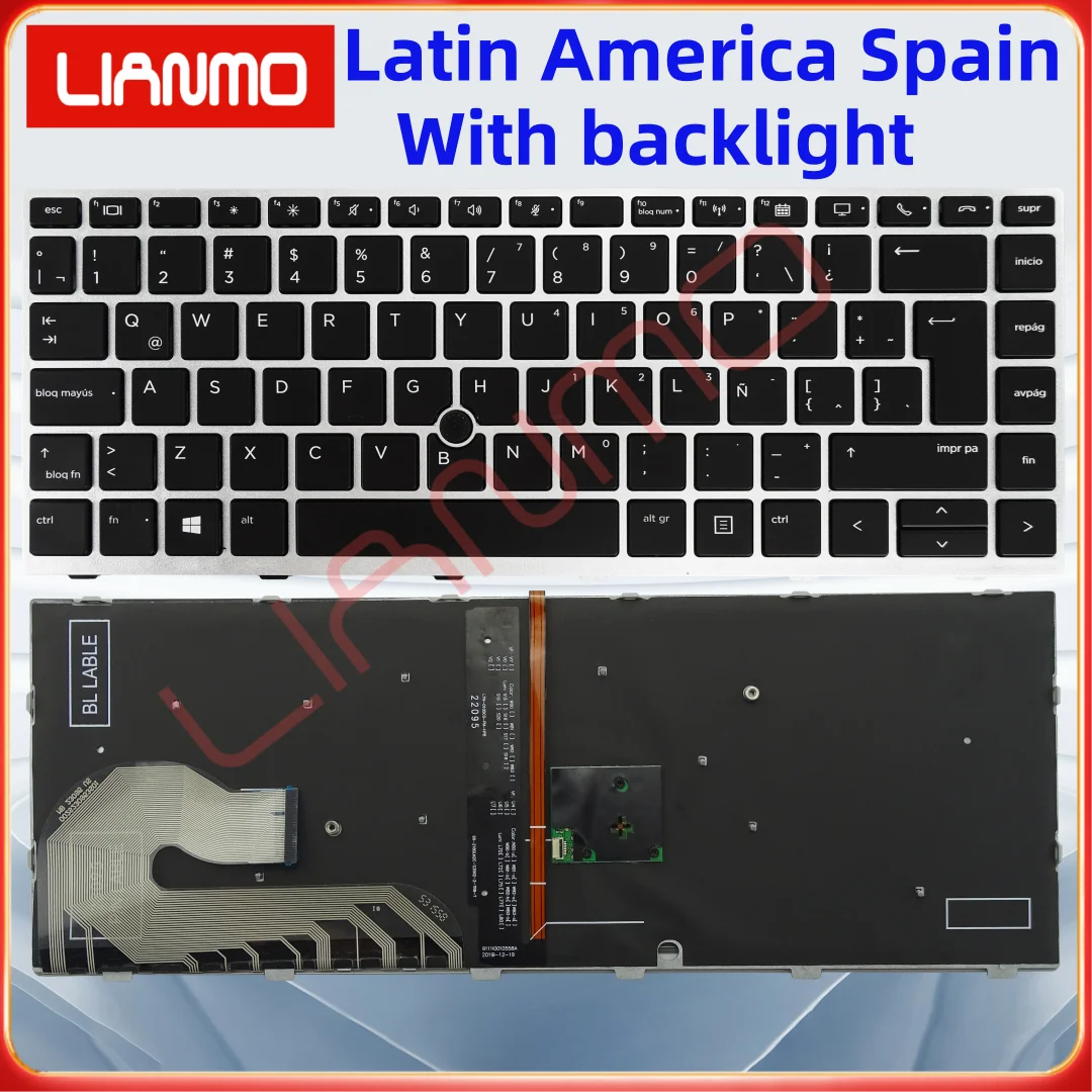 ละตินอเมริกาสเปนคีย์บอร์ดเหมาะสําหรับ HP EliteBook 840 G5 846 G5 745 840 G6 14u G5 L14379-001 L14377-DH1