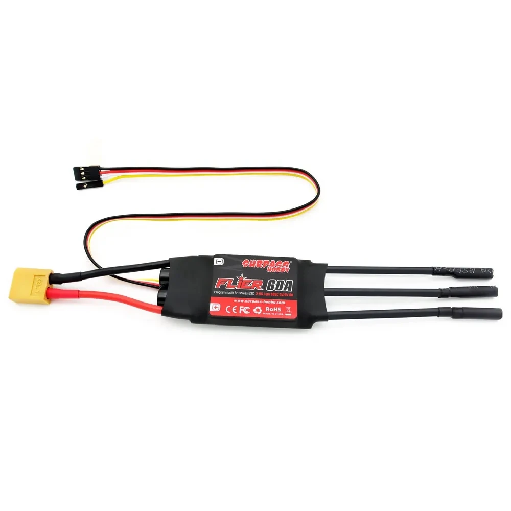 SURPASS HOBBY Flier V2 20A 30A 40A 50A 60A 80A 100A Brushless ESC 32 บิตตัวควบคุมความเร็วพร้อม BEC 2-6S สำหรับเครื่องบิน RC เฮลิคอปเตอร์
