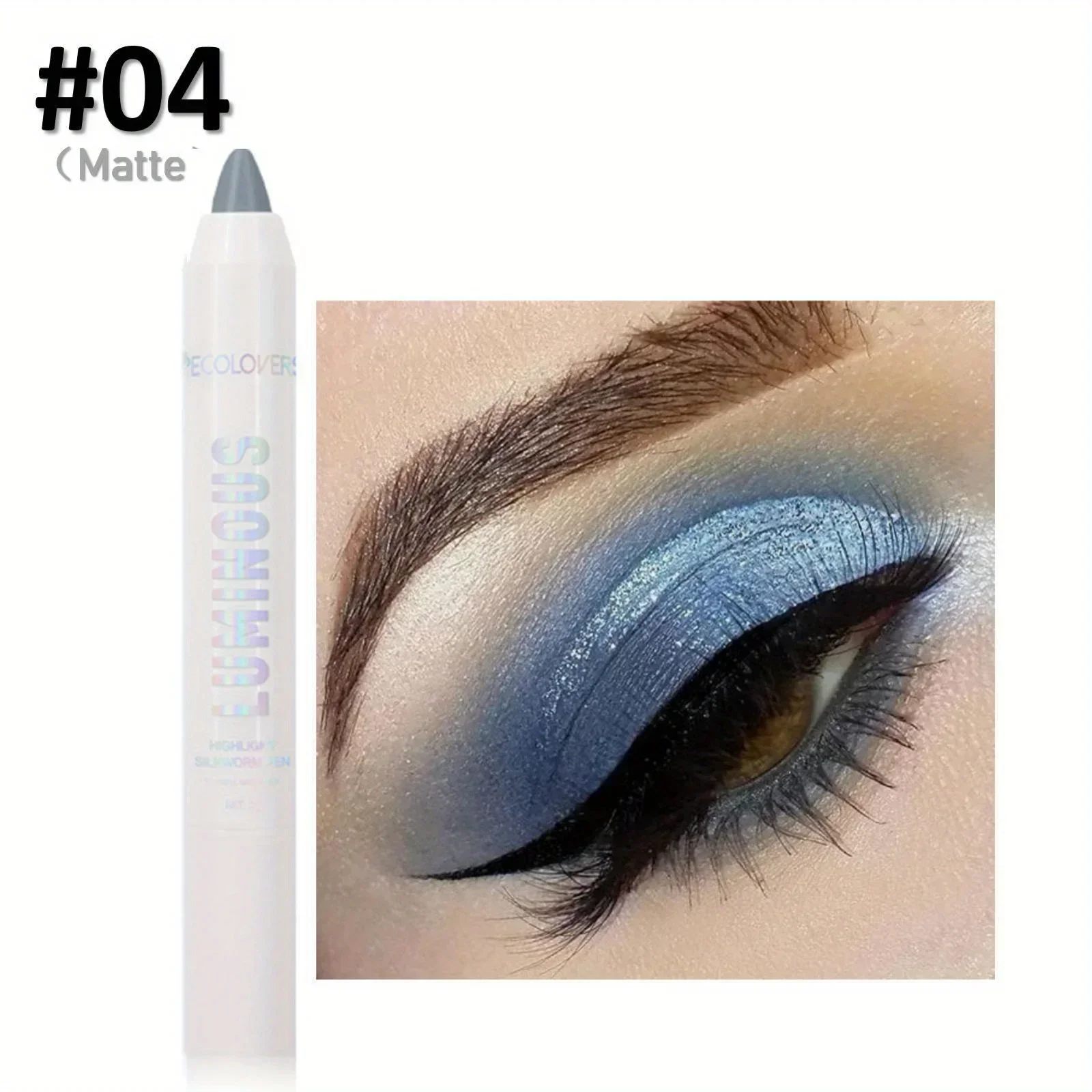 Ombretto blu opaco in linea grigia: ombretto monocromatico twist-up impermeabile per effetti di trucco occhi metallici a lunga durata