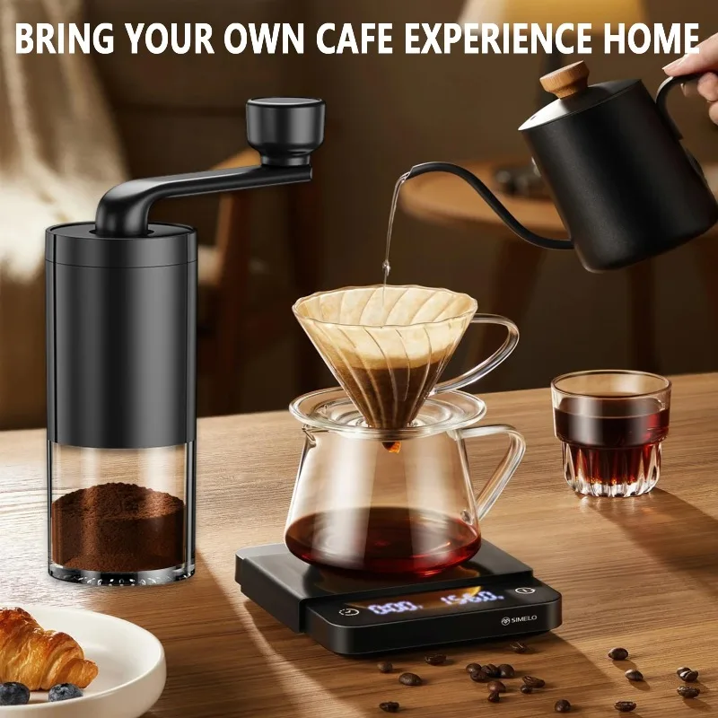 Manual Coffee Grinder Ceramic Burr Hand Coffee Bean Grinder Adjustable Coarseness Portable Espresso Mill With Transparent Window
