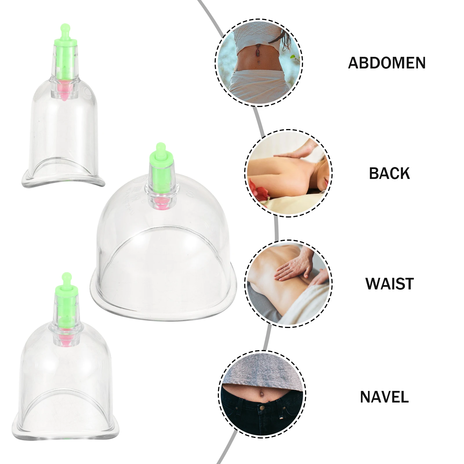Juego de ventosas para raspar la cara, herramienta de cuidado corporal al vacío, accesorio de silicona de plástico, herramienta de masaje duradera, 3 uds.