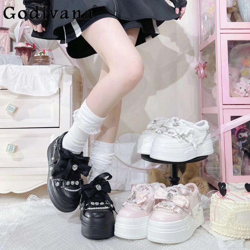 

Original Japanese Mass-produced Platform Shoes Subculture Mine Sneakers Autumn New Sweet Girls Cute Bow Elegant Lolita Pumps