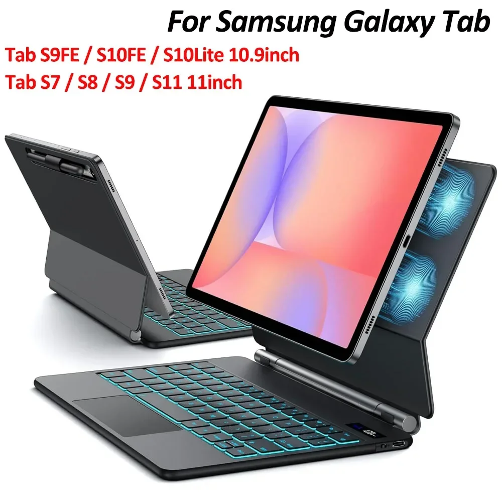 Magic Backlit Keyboard Case for SamsungTab S10 Lite S10 FE 2025 S9 FE 10.9'' S11 S9 S8 S7 11