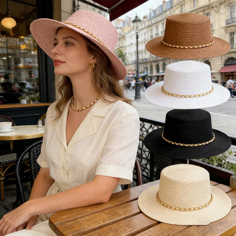Neue Sommer- und Frühlingsmodelle für Damen – Strandstil – Hut mit breiter Krempe – Lässiger, faltbarer Strohhut für den Urlaub – Sonnenhut
