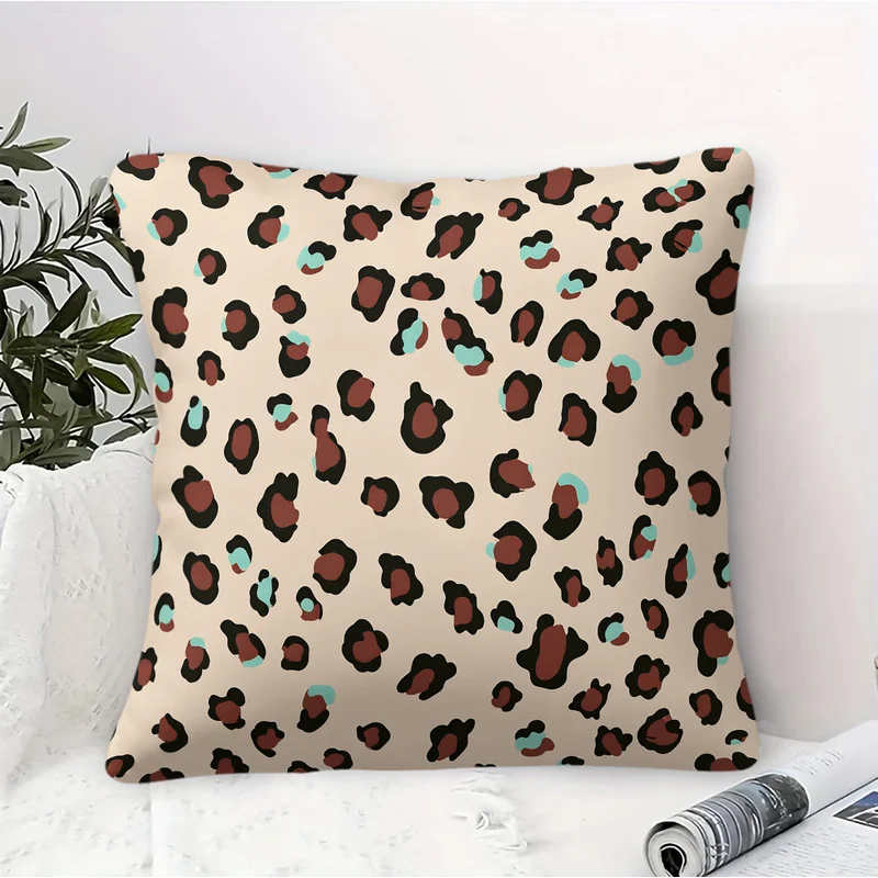 Square Throw Pillow(With Pillow Insert),Wild Retro Leopard Print,Practical Cushion For Sofa&Bedroom&Dorm,Stylish Decoration