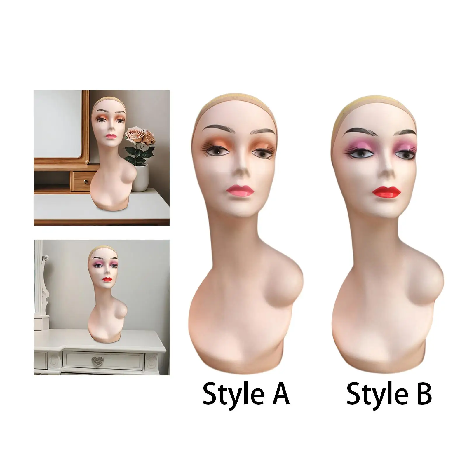 Women Head Mannequin Left Shoulder Holder 48cm Height Female Manikin for