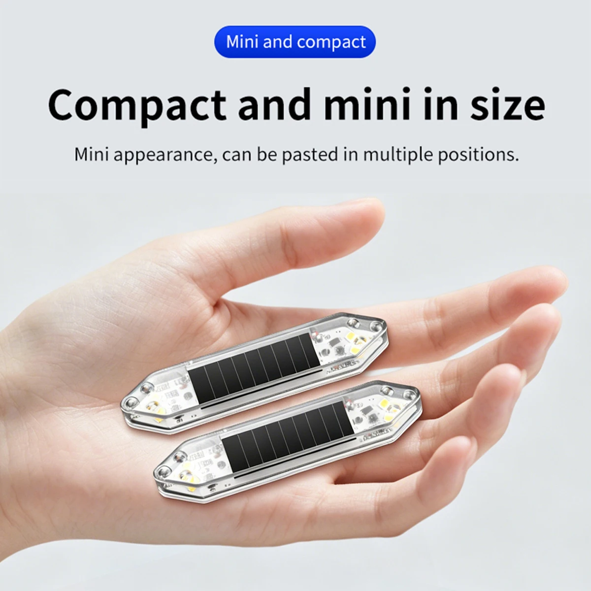 2PCS Solar Powered Car Front Grille Dual Head Arrow Warning Light Auto Sensoring Safety Turn Signal Light Strobe Indicator Light