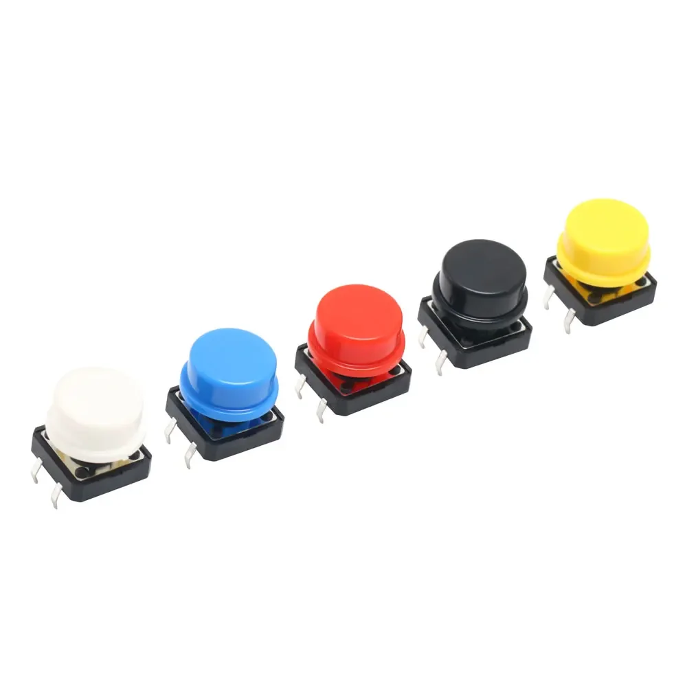 Tactile Push Button Switch Momentary 12*12*7.3MM Micro switch button with knob White Black Yellow Blue Red Kit 12x12x7.3mm