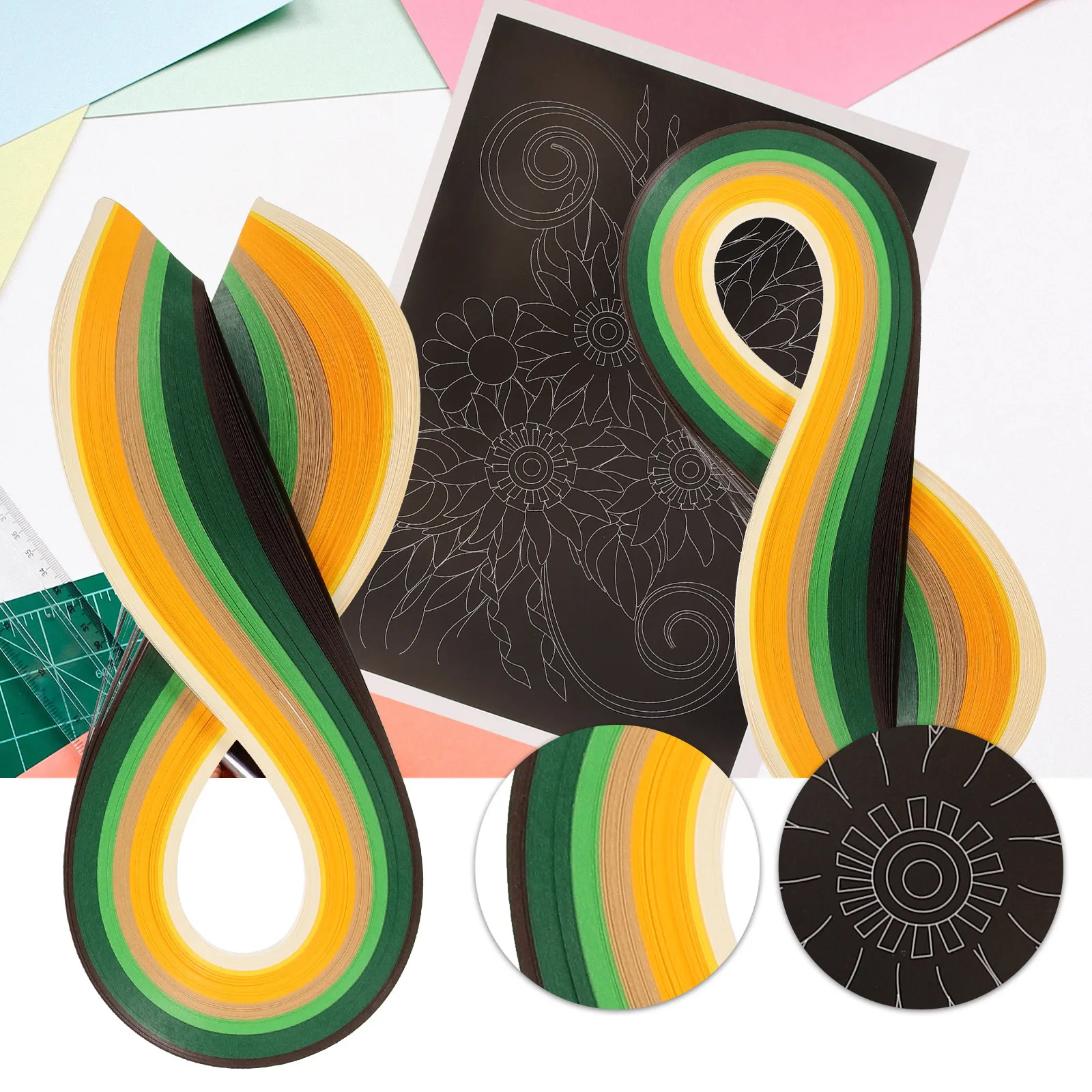 

1Set Quilling Paper Strip DIY Supply Handcraft Colored Paper Strips for Beginners Three-Dimensional Flower Making Quilling Kits