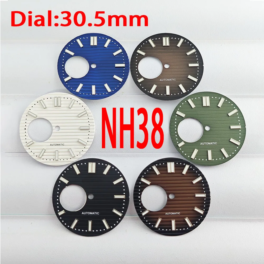 Jam tangan pria NH38 dial 30.5mm dial hijau bercahaya untuk NH38 gerakan mekanis otomatis 40mm jam tangan Aksesori lainnya