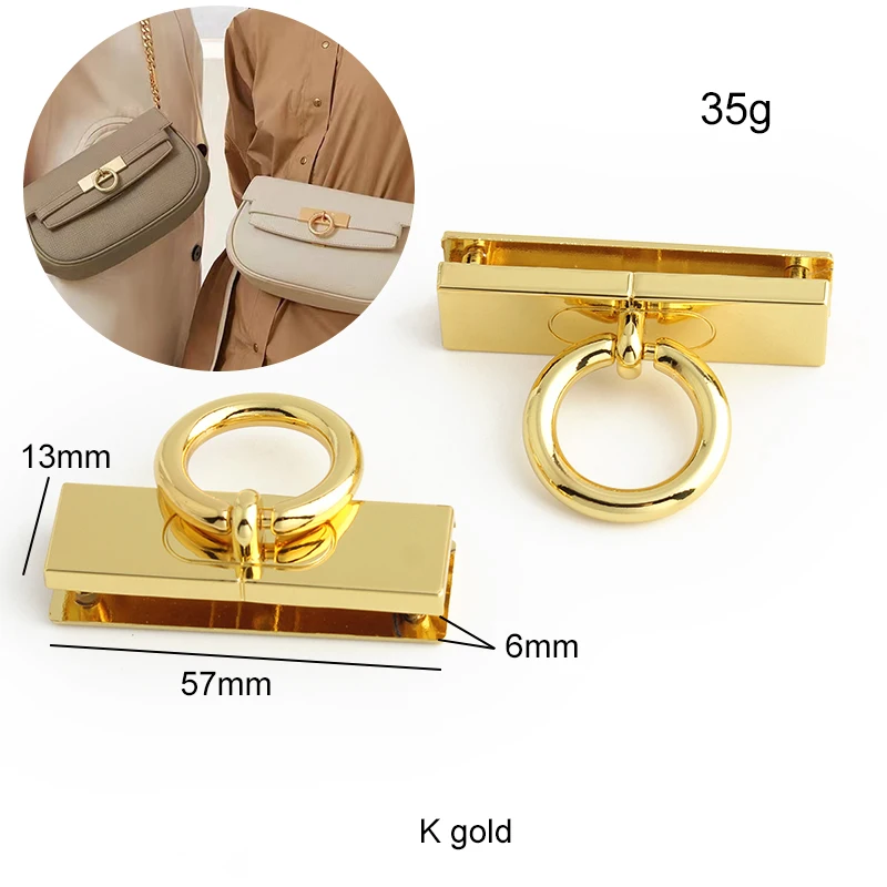 1-5-20Sets K Gold Metal Clasp Turn Locks For Handbags Shoulder Purse Magnetic Lock Twist Lock DIY Replacement Bags Accessories