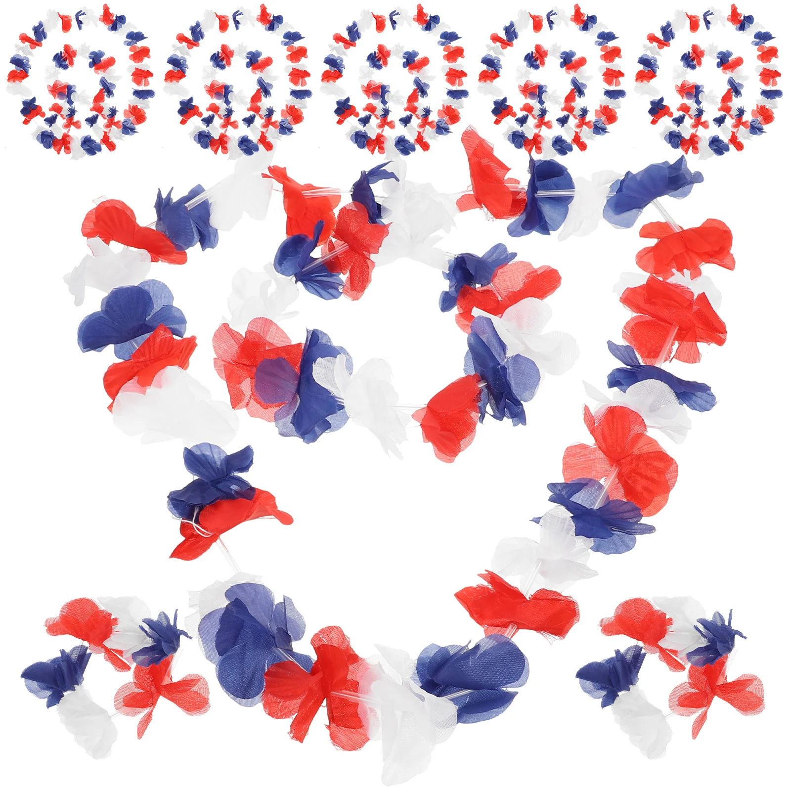 

72Pcs Tropical Hawaiian Party Flower Leis Headbands Necklaces Wristbands Decorations