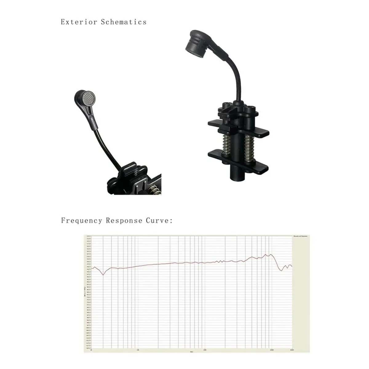 D57 Cardioid Condenser Clip-on Drum Microphone Snare Drum Drum Microphone All-Metal Suitable for Stage Studio A