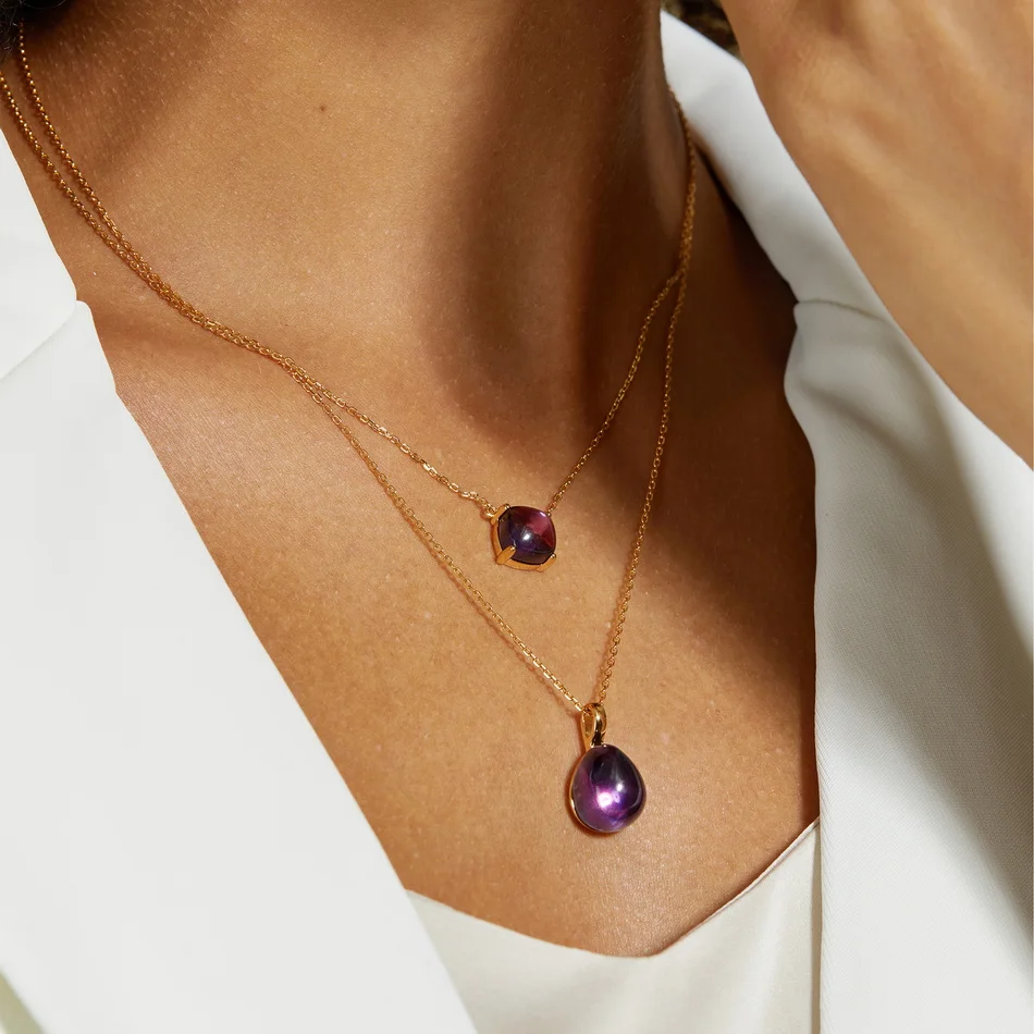 

ALLNOEL 925 Sterling Silver Pendant for Women Colorful Waterdrop Crystal Stone Fine Jewelry Gifts Without Chain Dropshipping