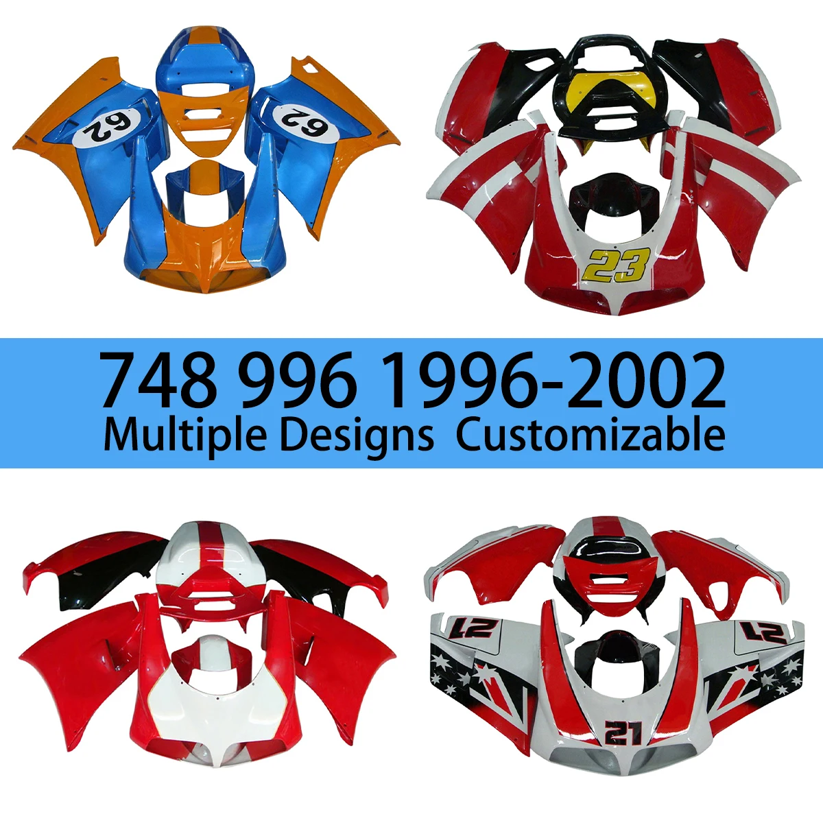 

Комплект обтекателей для всего кузова мотоцикла 748 1996, 1997, 1998, 1999, 2000, 2001, 2002, аксессуары из АБС-пластика, обтекатели для DUCATI 996 96-02