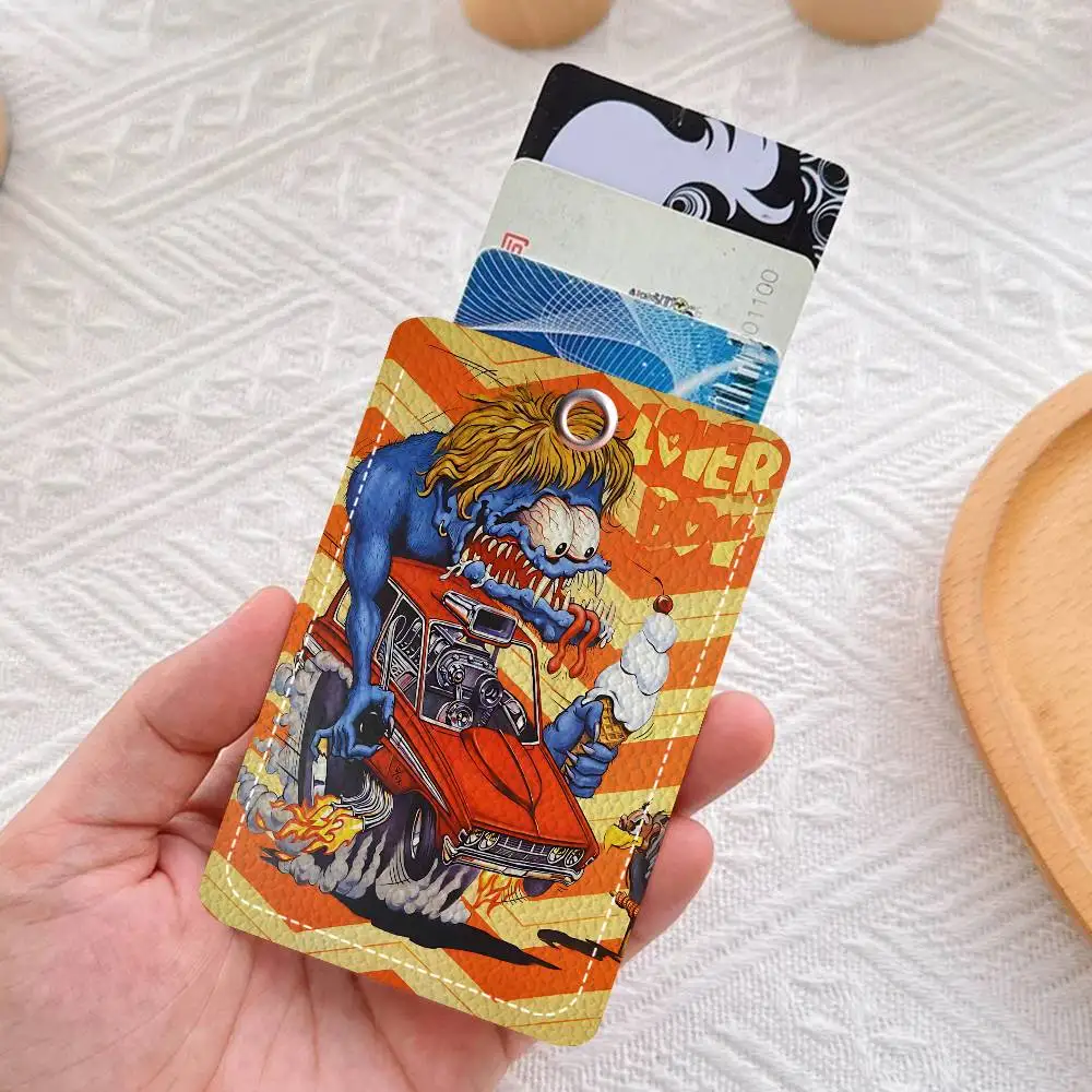 Porta-cartões retangular engraçado R-Rat F-Fink, porta-cartões de crédito crachá, porta-cartões de identificação de estudante, capa de cartões de ônibus