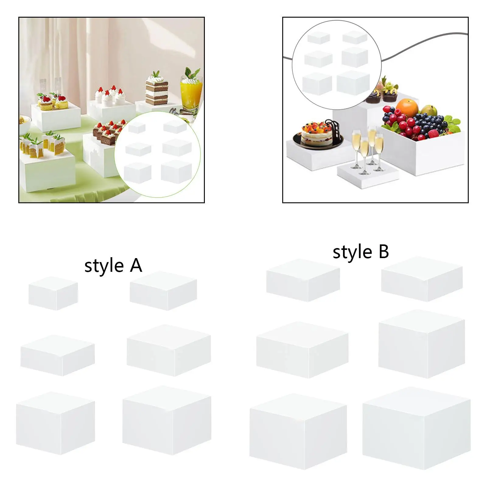Buffet Riser Stackable Cube Display Riser Box Hollow Base Table Display Stand for Dessert Jewelry Showcase