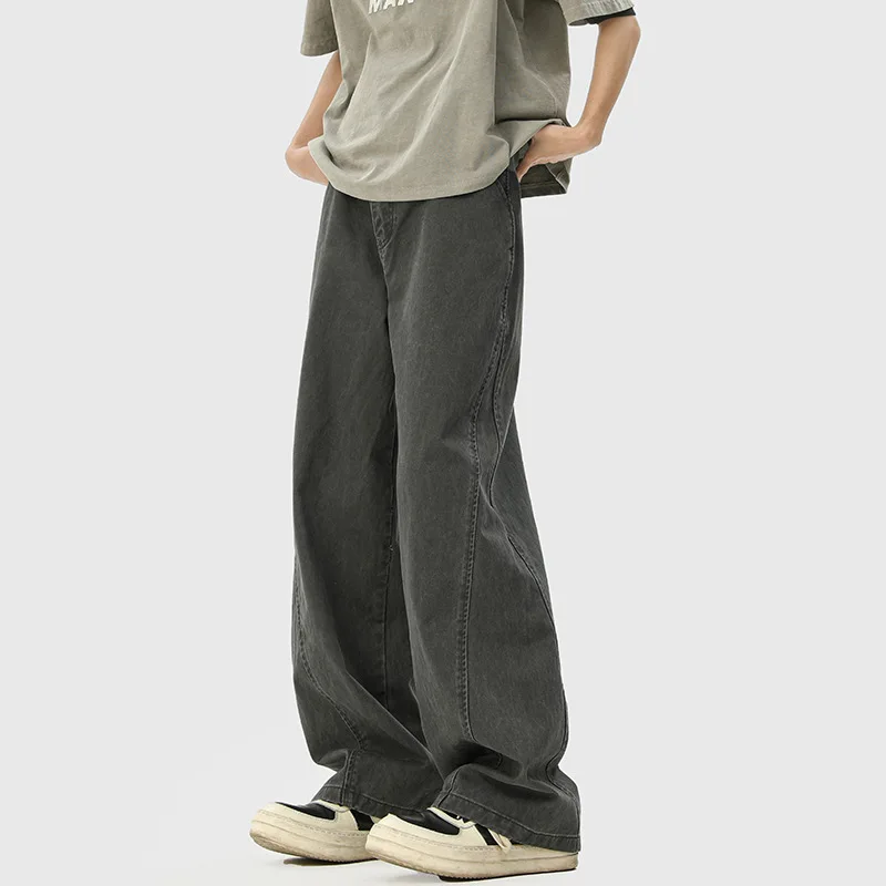 American Style Apricot Cargo Men Straight Loose Men's Spring New Casual Pants Versatile Floor-Length Trousers