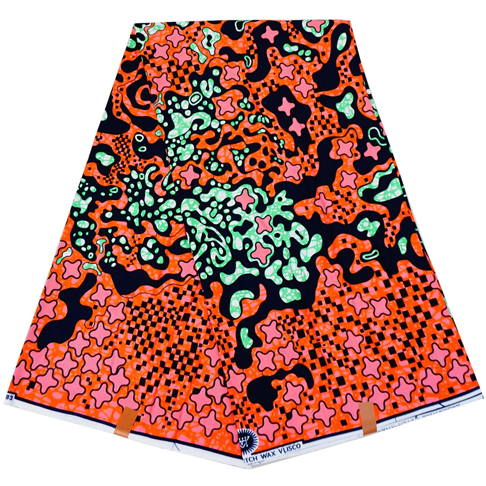 African Style Green Orange Red Printed Cotton Wax Fabric for Cushions,Perfect for Home Decor Summer Clothing Pants Sofa R1057