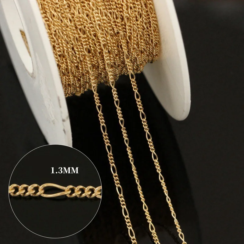 14K Vergoldete Figaro-Kette 1,5MM Minimalistischer Goldschmuck DIY-Kette für Anhänger Unisex – Detail 12