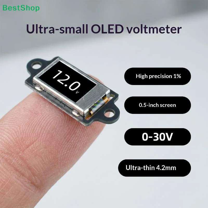 DC 0-30V 12bit Ultra-Thin Mini Digital Voltmeter With 0.5-inch OLED Display Voltage Meter With Shell