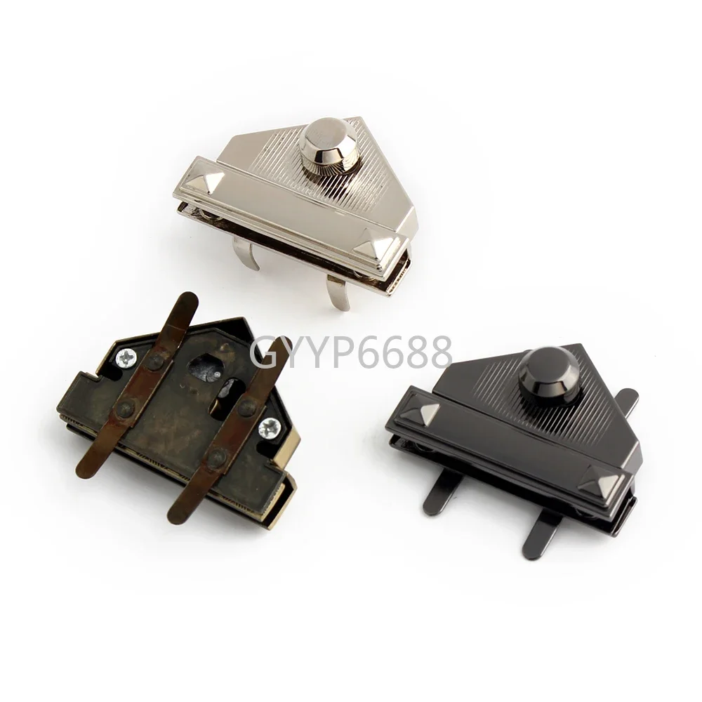 2/5/20PCS 44x31mm Triangle Metal Bag Lock For Handbag Shoulder Closure Snap Clasps Buckle Decorative Twist Turn Lock Accessories
