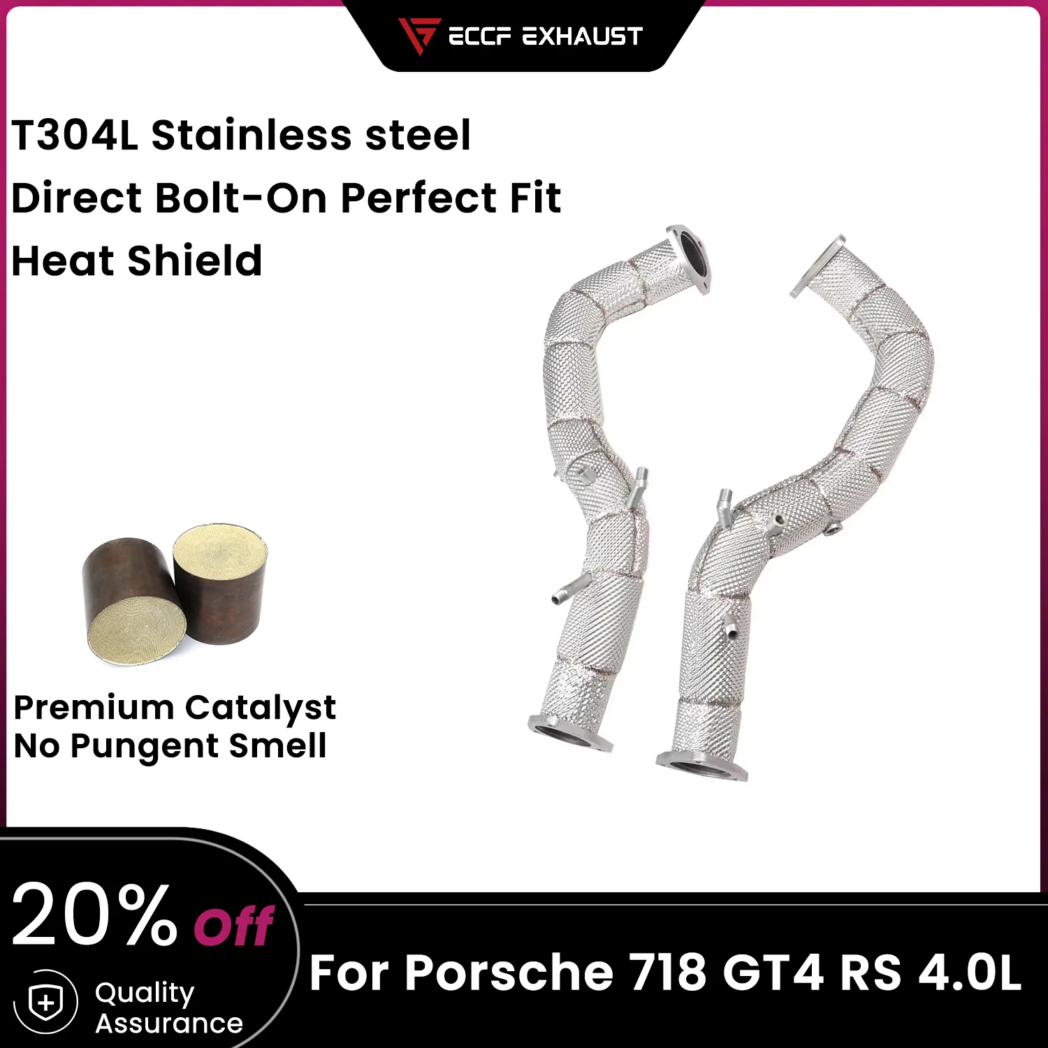 Sport Downpipe Met Hitteschild Voor Porsche 718 GT4 RS 4.0L Agressieve Uitlaat Geluid High Flow Prestaties Upgrade