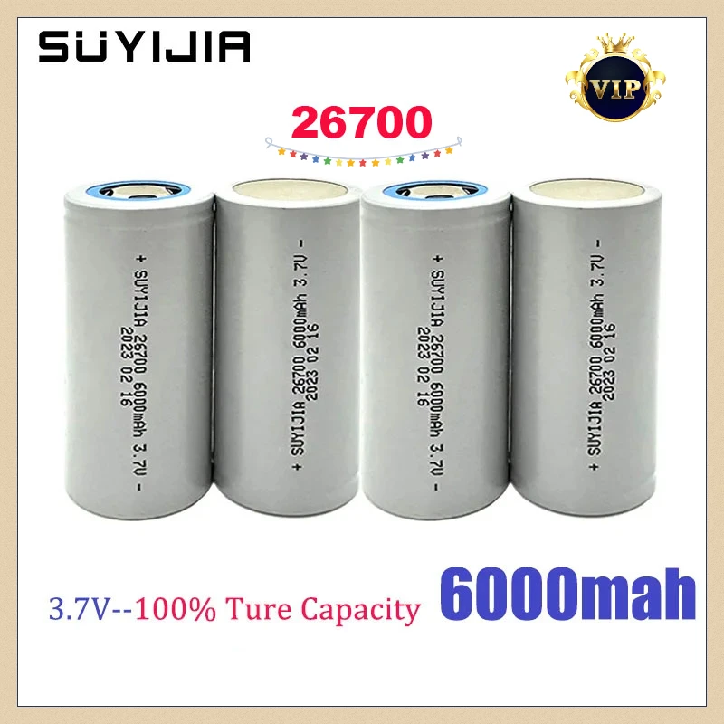 26700Lithium-ion Rechargeable Battery 3.7V6000mAh Power Electric Vehicle Tricycle Energy Storage Flashlight Head Lighting Backup