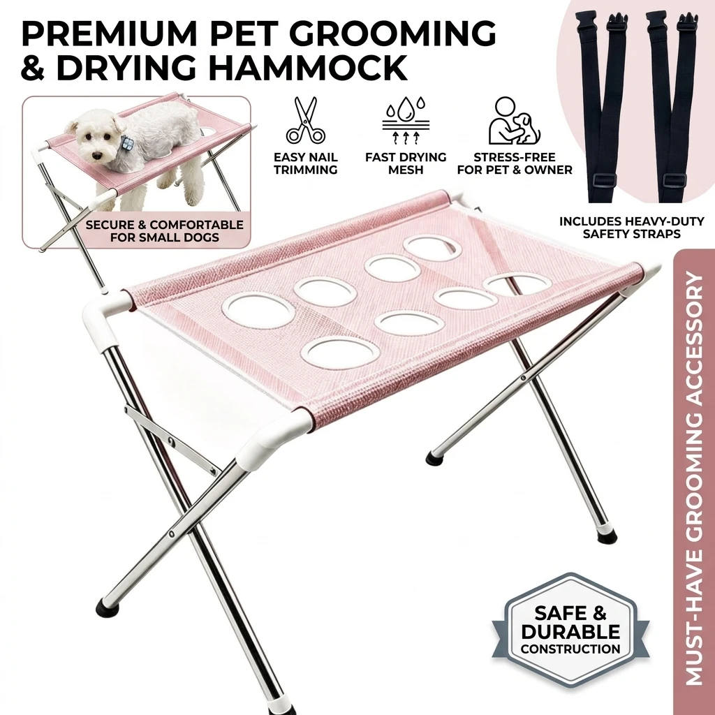 Dog Grooming Hammock Foldable Pet Paw Bathing Wash Hammock Stand for Dogs and Cats, Mesh Bath Support for Nail Trimming, Bathing