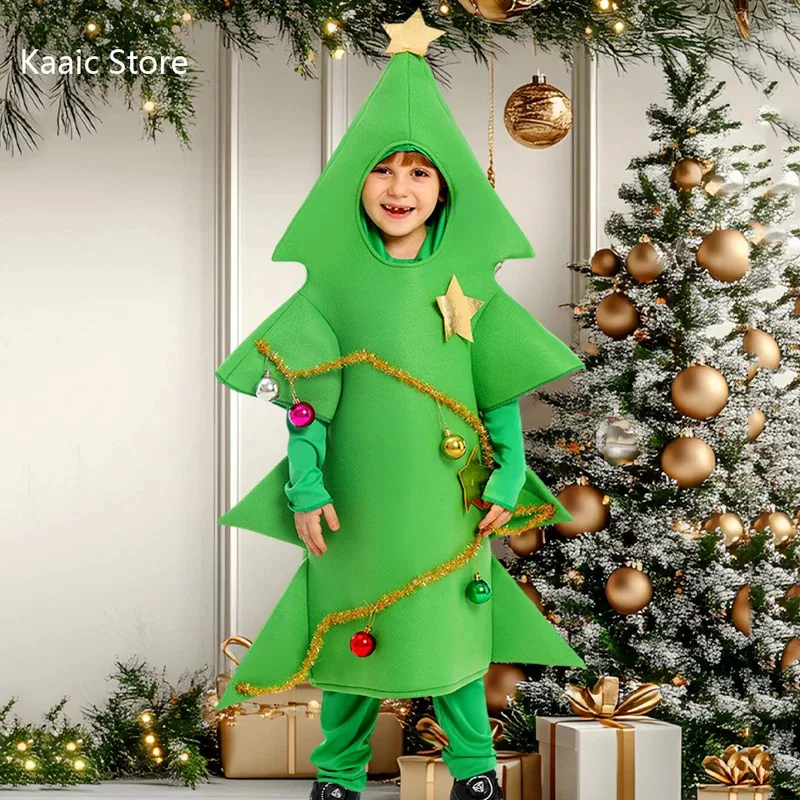 

Cosplay Christmas Tree Costumes For Kids Coat Bobysuit Set Boys Carnival Holiday Makeup Clothing Children Campus Party Festival