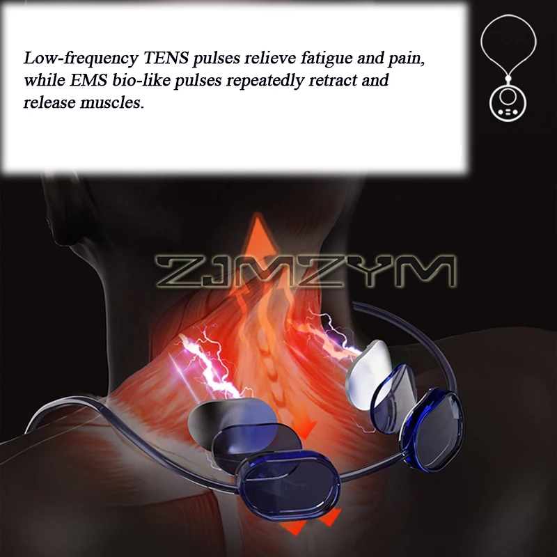 واقي رقبة نبضي تيار دقيق ، 15 ثانية بتوقيت ، متعدد الترس ، قابل للتعديل ، مدلك العمود الفقري العنقي مع شاشة كريستال سائلة