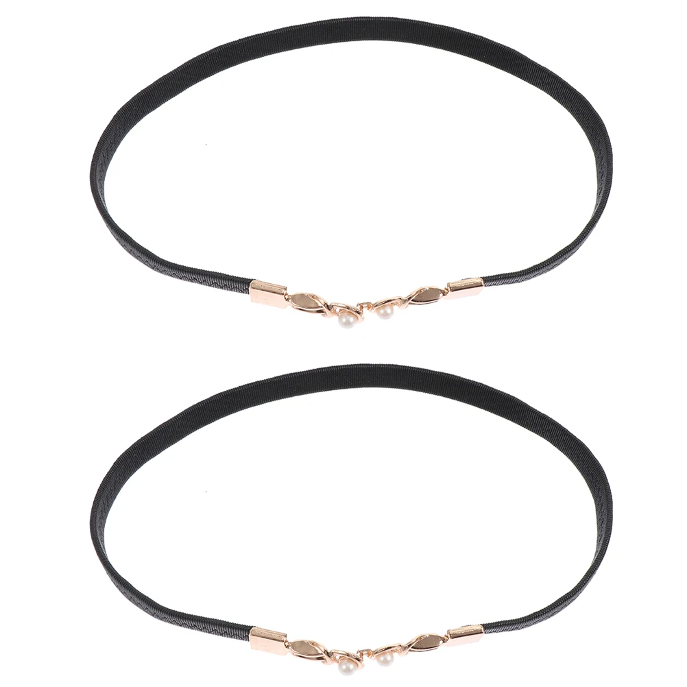 

2pcs Clasp Elastic Waist Belt Belts Black Elastic Waist Decorative Trendy Fashion Women Dress Lightweight Stylish Belt
