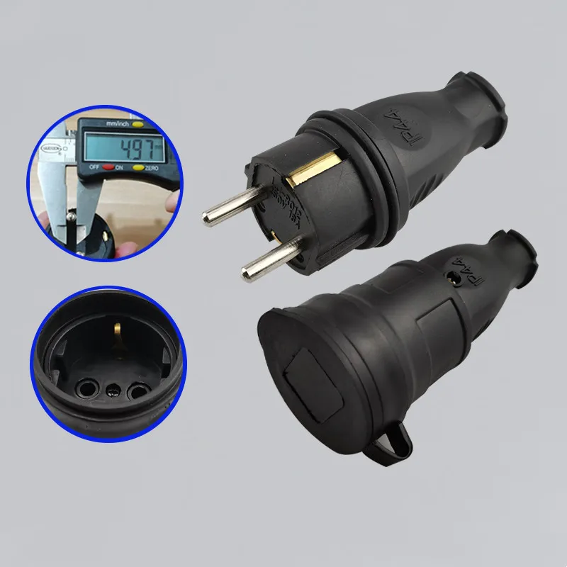 High Power Zwart Rubber Industriële Waterdicht Stopcontact 16A Europese Standaard IP44 Mannelijke En Vrouwelijke Docking