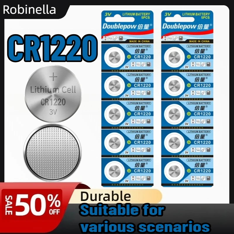 

CR1220 DL1220 BR1220 Battery 3V Lithium Button Cell for Sensors, Computer Motherboard, Car Controllers