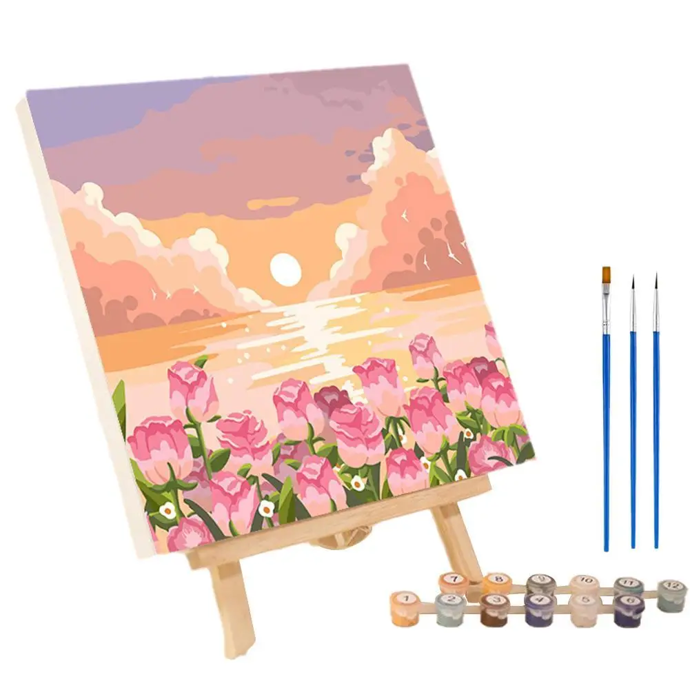 Paint By Numbers Handpainted Canvas Painting Scenery Painting By Numbers Sunset Landscape Modern Drawing Coloring Decor