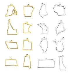 10pcs/lot United States Map Michigan Pendents for Necklace Bracelet Stainless Steel Maine Charms DIY Jewelry Making Accessories