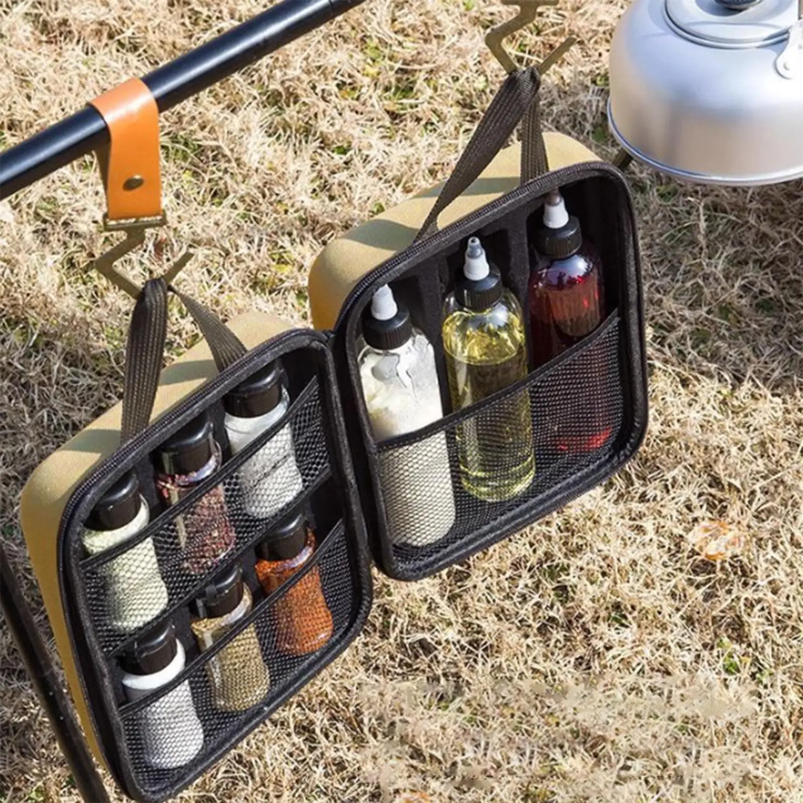 11x Camping Spice Jars Kit 6 Powder and 3 Liquid Containers Premium Durability, EVA Hard Case Portable for Outdoor, Barbecue