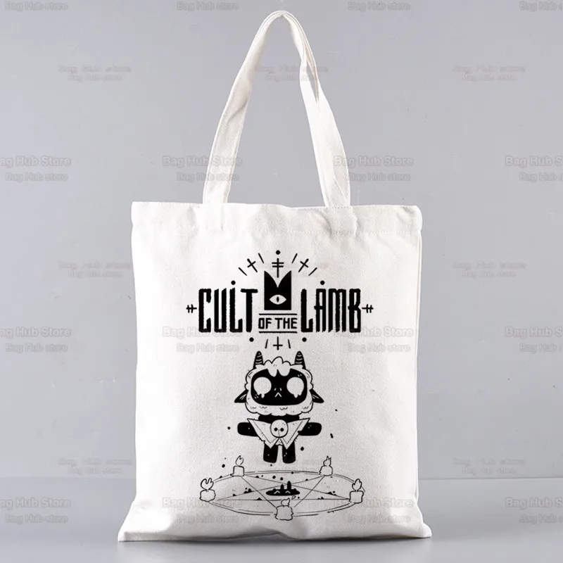 Bolso De mano De Tela De yute personalizado, Bolsa De mano De dibujos animados De culto al Cordero, para videojuegos