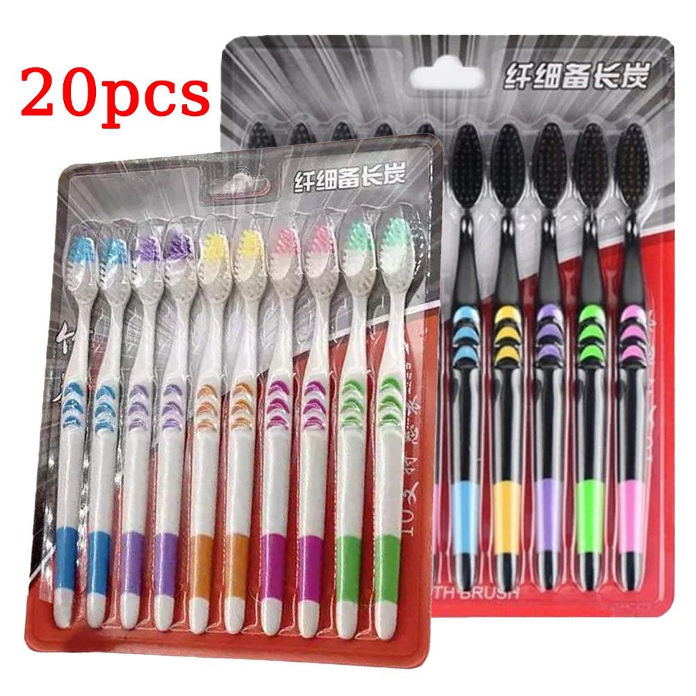 10/20Pcs Packed Toothbrush Deep Cleaning Soft Bristle Bamboo Charcoal Black Hair Health Ultra-Fine Dental Oral Cleaning Care