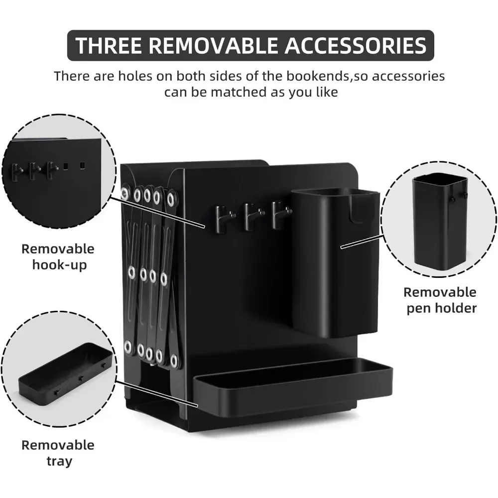 Libri pesanti da 19" con fermalibri in metallo, 2 portapenne rimovibili, vassoi e 3 librerie divisorie collegate